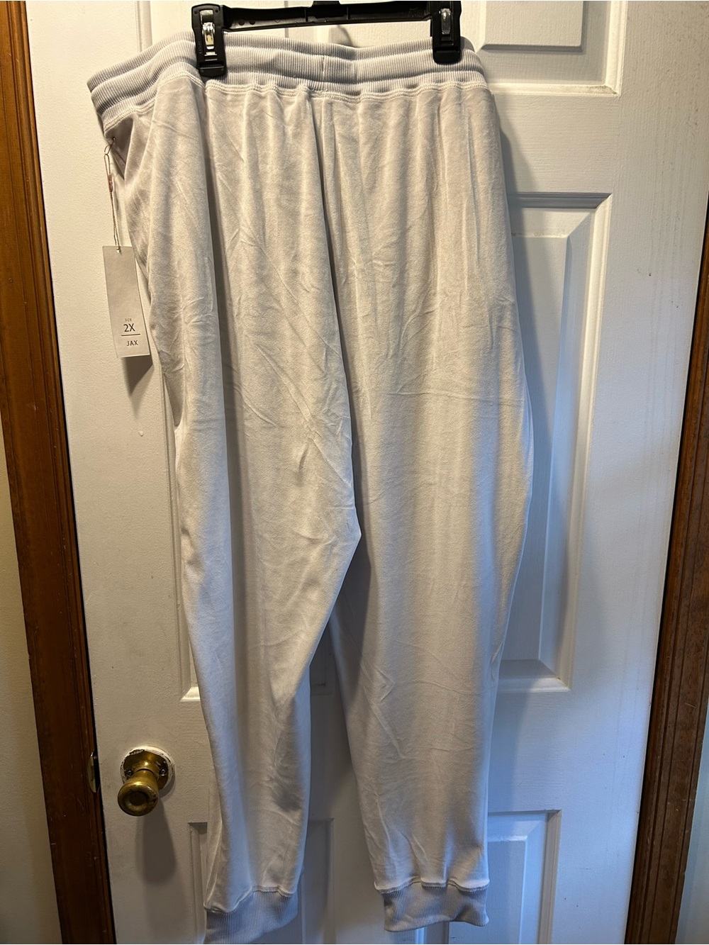 Lularoe Jax Light Gray Velour Drawstring Jogger Pants - Picture 3 of 5